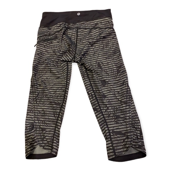 Lululemon Top Speed Cropped Leggings Black And Grey - Picture 9 of 10
